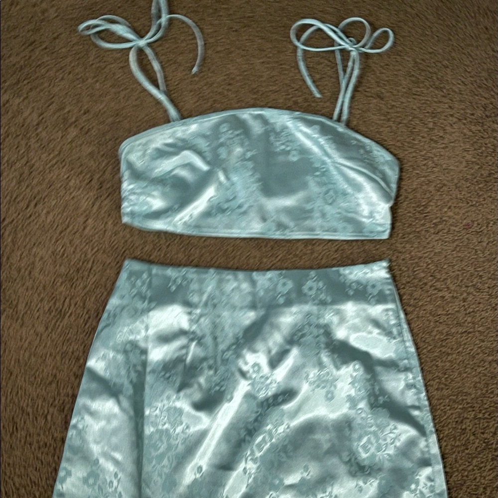 2 piece satin set.